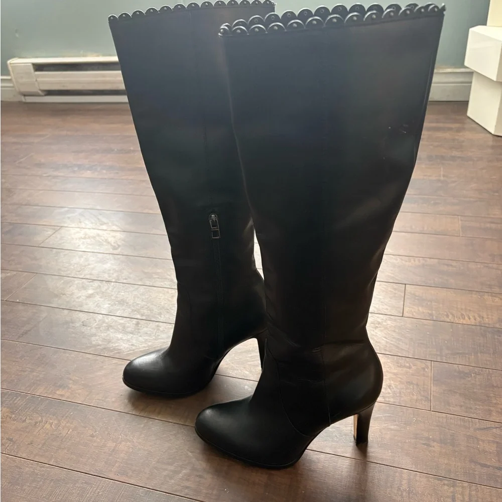 Coach Jade Black Tall leather boots with studded trim - Picture 11 of 14